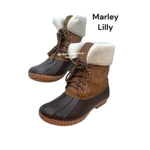 MARLEY LILLY DUCK BOOTS Women's Size 7 Brown Winter Removable Faux Fur